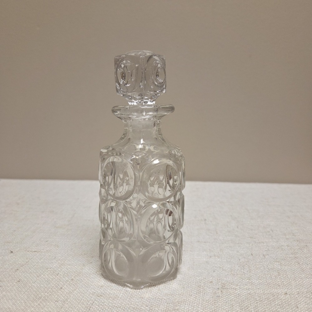 Vintage Bulls‎ Eye Perfume Bottle Decanter Clear Glass with Stopper